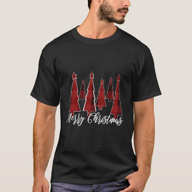 T-shirt Buffle Rouge Et Noir Plaid Joyer Tree Conception P (Devant)