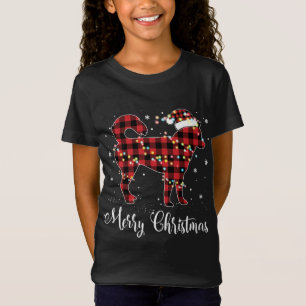 T-Shirt Buffle rouge Plaid Sibérien Husky Joyeux Noël P