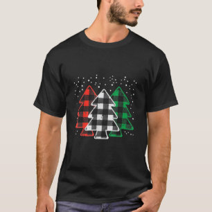 T-shirt Buffle rouge vert blanc Plaid Noël Arbres mignons