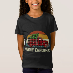 T-Shirt Buffle vintage De Camion Rouge Plaid Avec Joyeux N