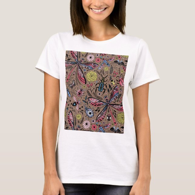 T-shirt Bugs de Doodle sur mocha brown (Devant)