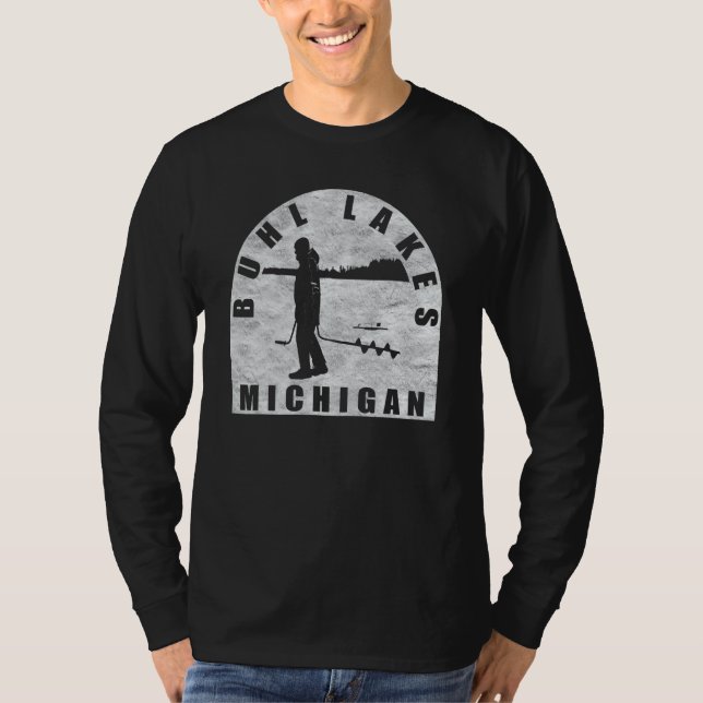 T-shirt Buhl Lakes Ice Fishing Michigan (Devant)