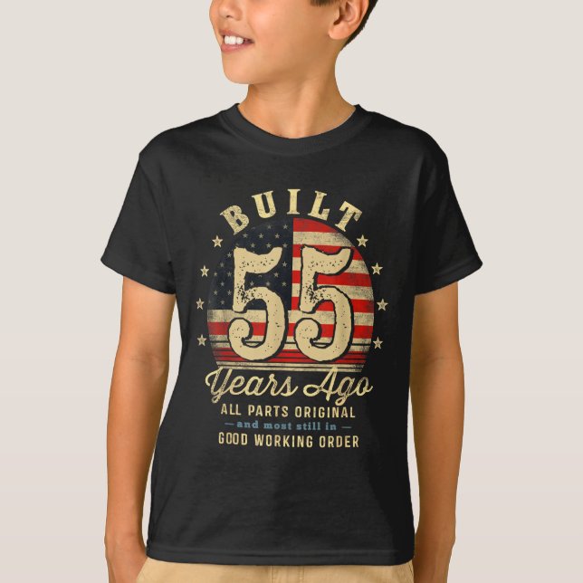 T-shirt Built 55 Years Ago Funny 55th Birthday Usa Flag  (Devant)