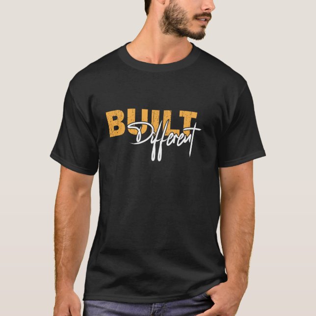 T-shirt Built Different Bold Motivational Typography Des (Devant)