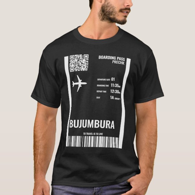 T-shirt Bujumbura Burundi Boarding Pass Airline Ticket Tra (Devant)