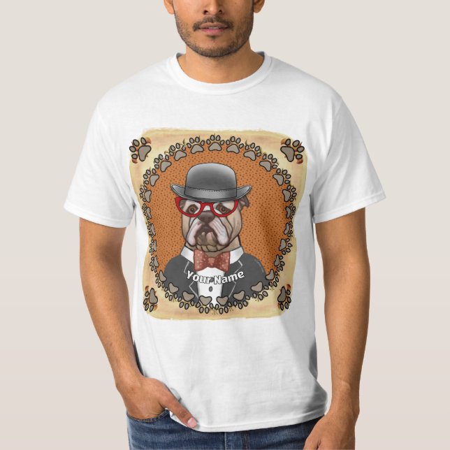 T-shirt Buldog Portant des lunettes (Devant)