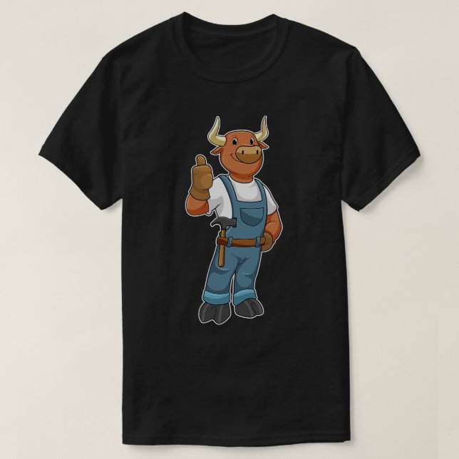 T-shirt Bull comme Handyman avec Hammer (Design devant)
