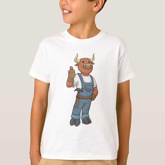 T-shirt Bull comme Handyman avec Hammer (Devant)
