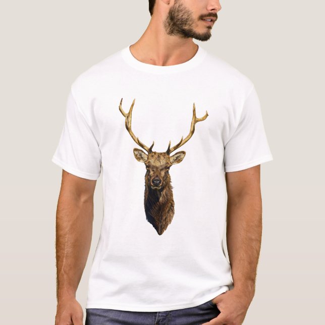 T-shirt Bull Elk Head animal nature faune art (Devant)