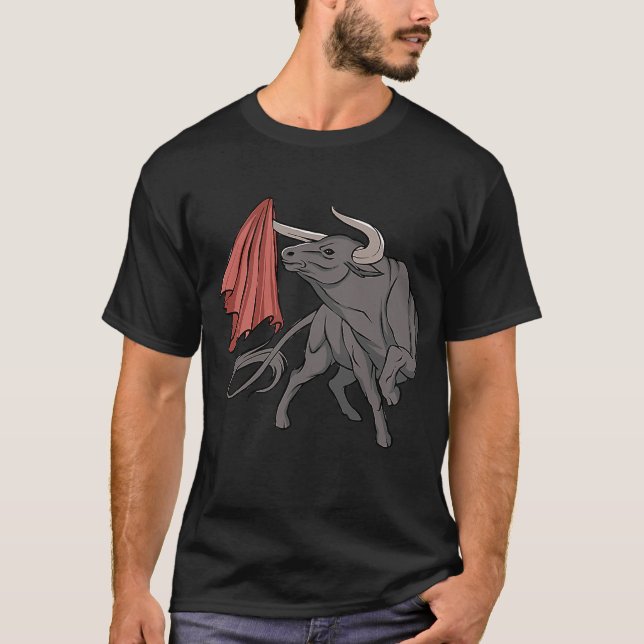 T-shirt Bull Fighting With Flag Bulls Espagne (Devant)