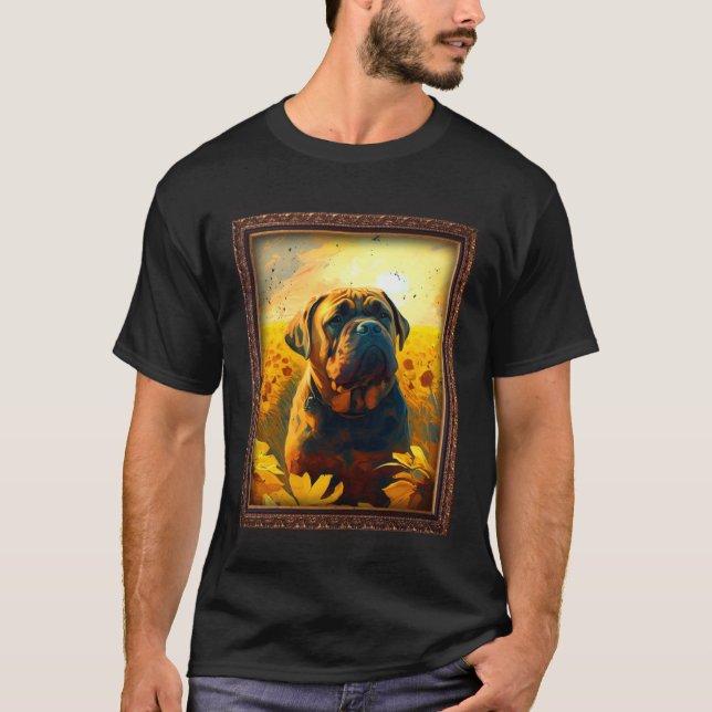 T-shirt Bull Mastiff Painting Sunflower Flower Mom Women F (Devant)