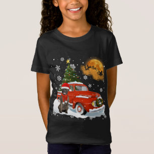 T-Shirt Bull Mastiff Vintage Wagon Red Truck Christmas Tre