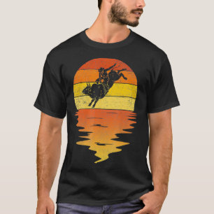 T-shirt Bull Riding coucher de soleil rétro vintage Cowboy