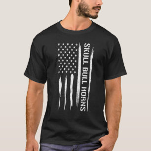T-shirt Bull Skull Bull Horns - Drapeaux américains