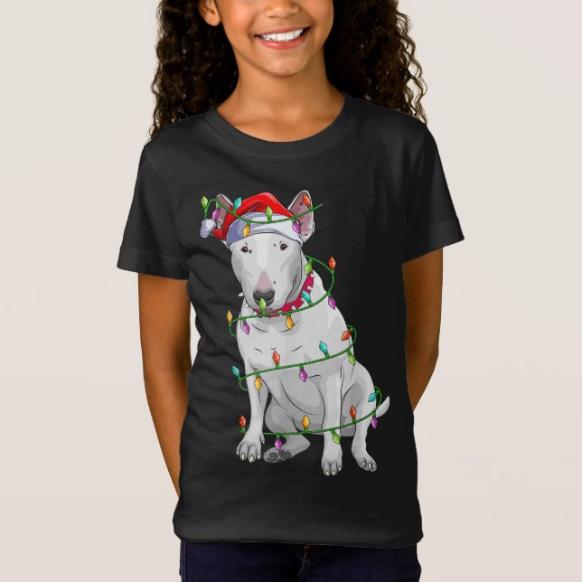 T-Shirt Bull Terrier Amoureux des chiens Xmas Santa Hat Bu (Devant)