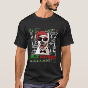 T-shirt Bull Terrier Chien Feliz Navidog Funny Noël