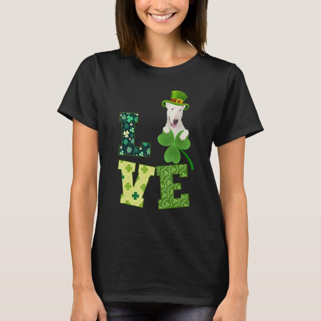 T-shirt Bull Terrier Chien Shamrock St. Patricks Day Irlan (Devant)