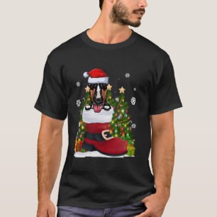 T-shirt Bull Terrier dans la chaussure Santa Hat Vilain No