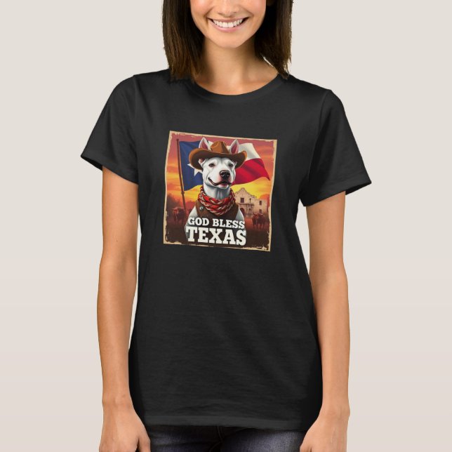 T-shirt Bull Terrier Dieu Bénisse Texas (Devant)