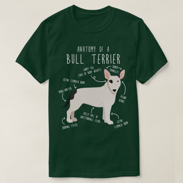 T-shirt Bull Terrier Dog Anatomie 3 (Design devant)