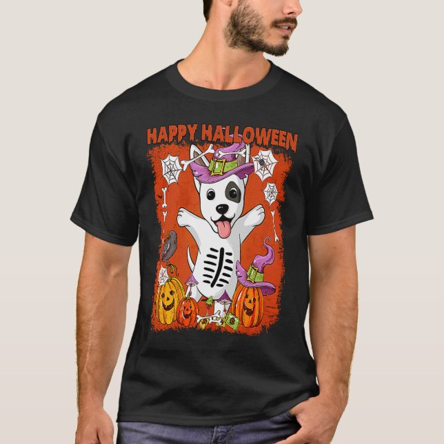 T-shirt Bull Terrier Dog Happy Halloween (Devant)