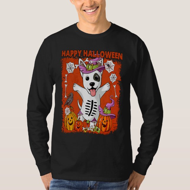 T-shirt Bull Terrier Dog Happy Halloween (Devant)