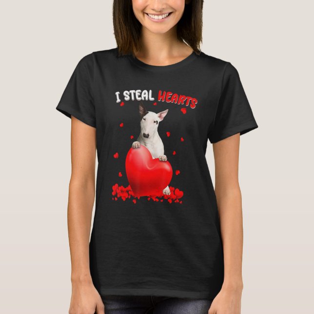 T-shirt Bull Terrier Dog I Steal Hearts Cute Valentine Day (Devant)