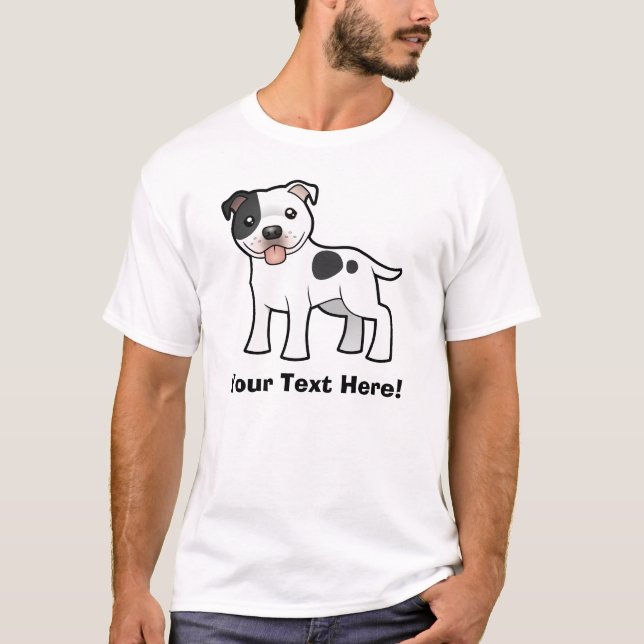 T-shirt Bull-terrier du Staffordshire de bande dessinée (Devant)