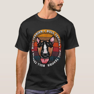 T-shirt Bull terrier en détresse coucher de soleil rétro v