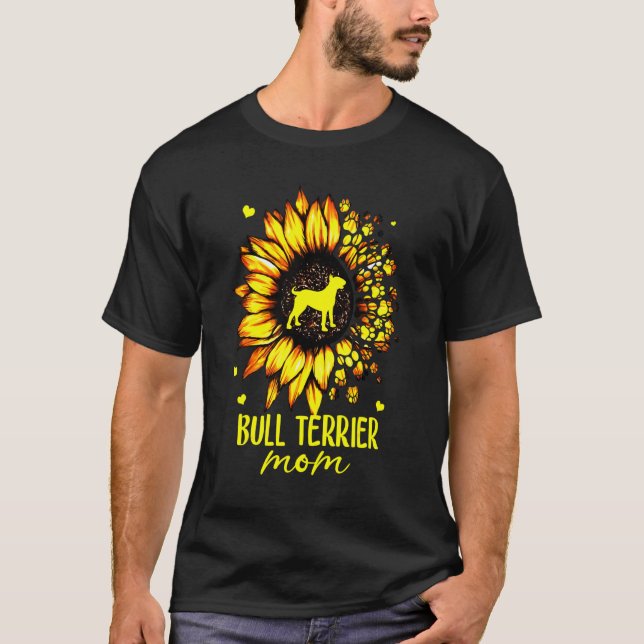 T-shirt Bull Terrier Maman aime Sunflower 1 (Devant)