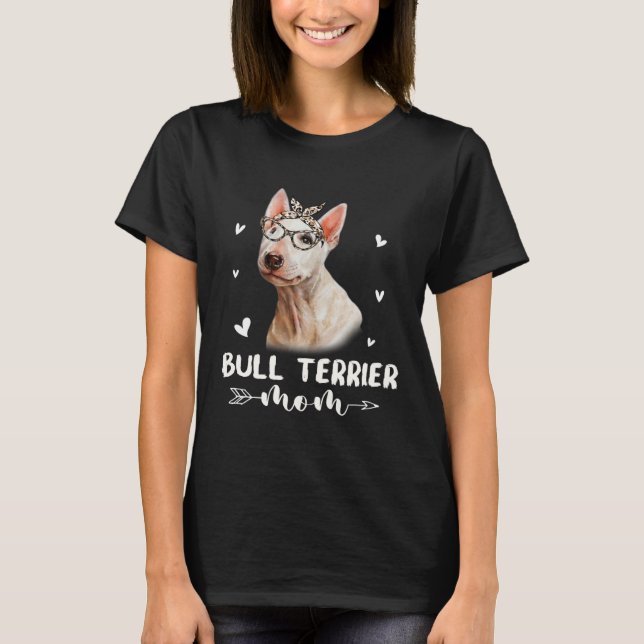 T-shirt Bull Terrier Maman Empreinte de léopard Fête des m (Devant)
