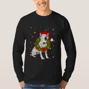 T-shirt Bull Terrier Noël Noël Noël Chapeau Noël Lumières