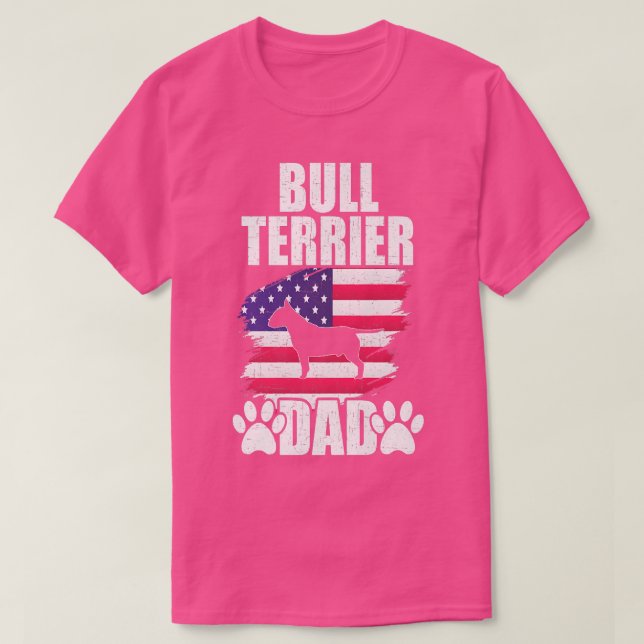 T-shirt Bull Terrier Papa Amoureux des chiens Drapeau amér (Design devant)