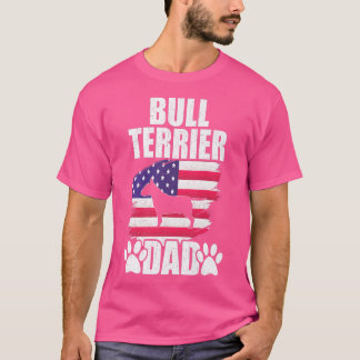 T-shirt Bull Terrier Papa Amoureux des chiens Drapeau amér