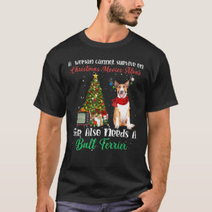 T-shirt Bull Terrier Reindeer Arbre de Noël Ornement Déco