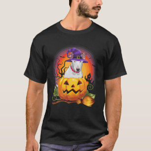 T-shirt Bull Terrier Sorcière Citrouille Halloween Amoureu