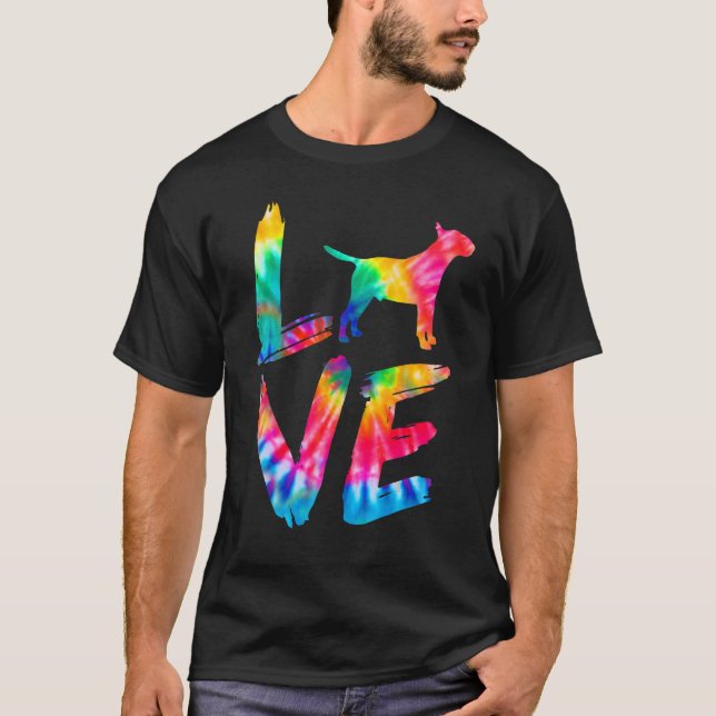 T-shirt Bull Terrier Tie Dye Log Chien Maman Papa (Devant)