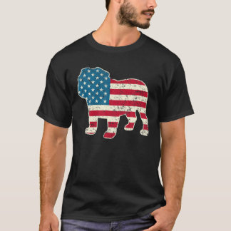 T-shirt Bulldog anglais 4 juillet Amoureux de les chiens H