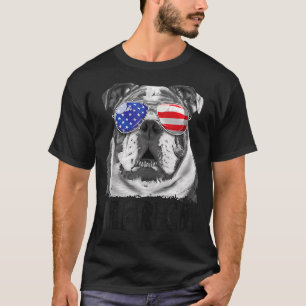 T-shirt Bulldog anglais 4 juillet Merica Hommes Femmes Ame