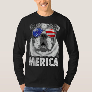 T-shirt Bulldog anglais 4 juillet Merica Hommes Femmes Usa