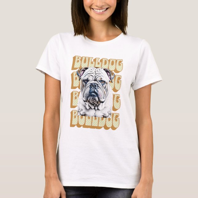 T-shirt Bulldog anglais avec police rétro (Devant)