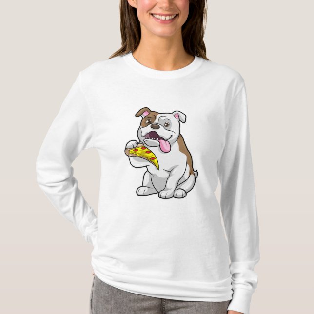 T-shirt Bulldog avec morceau de pizza (Devant)