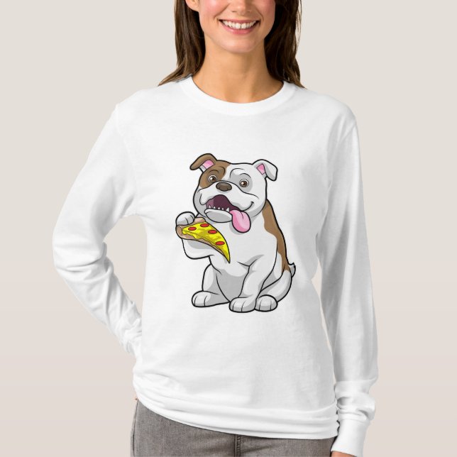 T-shirt Bulldog avec morceau de pizza (Devant)