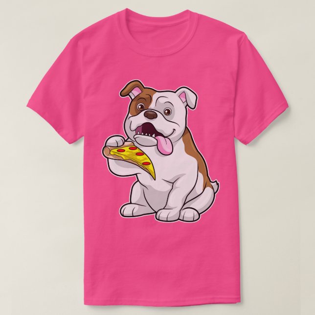 T-shirt Bulldog avec morceau de pizza (Design devant)
