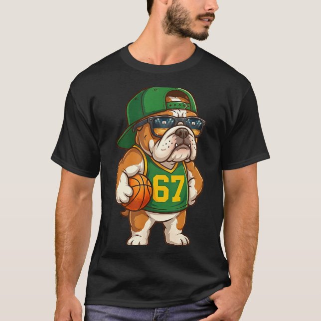 T-shirt Bulldog Basketball 67 Gen Alpha Slang Srts Dog Boy (Devant)