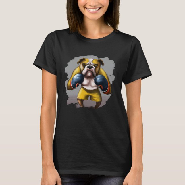 T-shirt Bulldog Boxing Cool  Bulldog Dog Boxing Boxer (Devant)