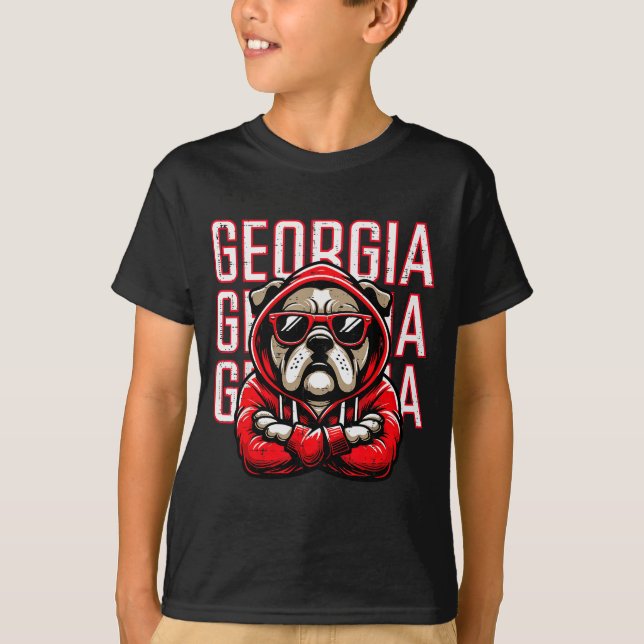 T-shirt Bulldog Boys Youth Teen Kids Men Girls Women  (Devant)