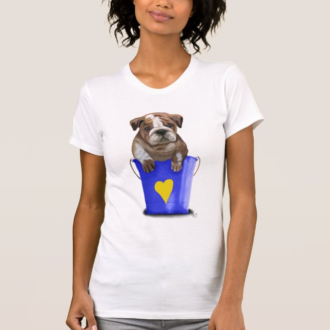T-shirt Bulldog Bucket Of Love Blue (Devant)