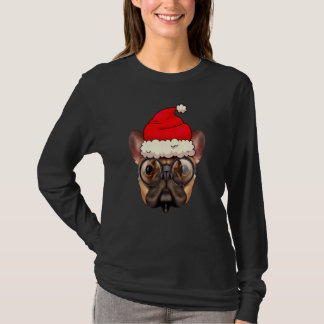 T-shirt Bulldog Chien de Noël Chapeau de Santa Noël Garçon