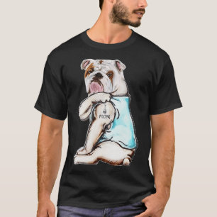 T-shirt Bulldog Chien Tattoo I Love Maman's Day Lover